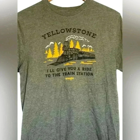 Yellowstone Wrangler Army Green Take You To The Train Station Tee T-Shirt Small - Picture 2 of 9